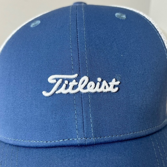 Titleist Classic Script Logo Navy White Mesh Golf Hat Cap Performance - Picture 5 of 10